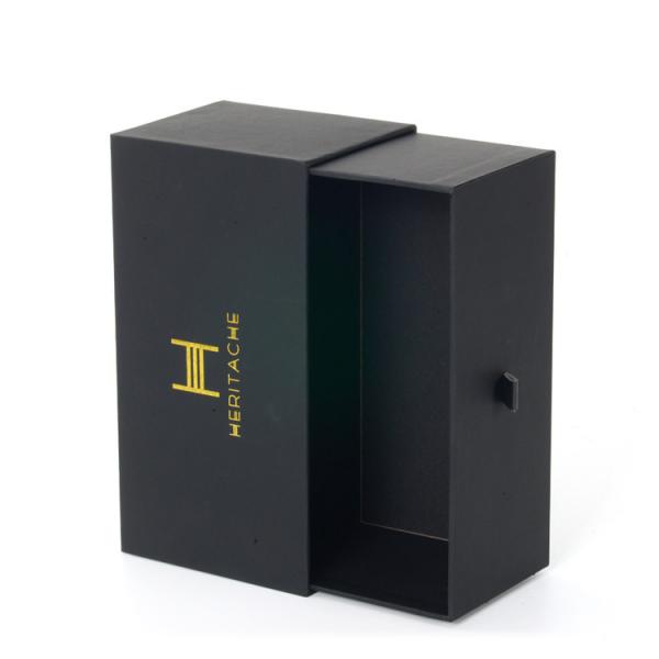 Quality Customized Black Paper Gift Box With Drawer Hard Rigid Cardboard Material for sale