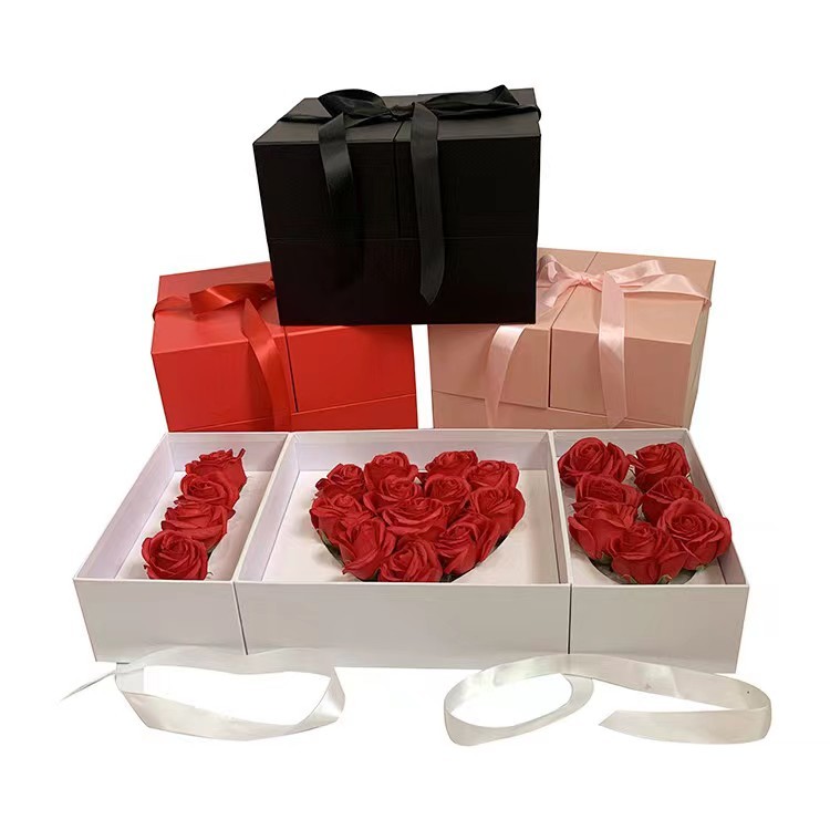China Reusable Flower Valentines Gift Box , Collapsible Cardboard Wedding Box factory