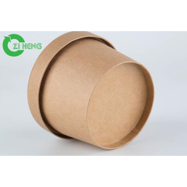 Quality Thick Screw Thread Bottom Kraft Paper Cups 230ml For Ice Cream PE Coated for sale