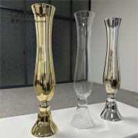 China Wholesale Tall Wedding Decoration Centerpiece Gold Glass Wedding Flower Vase factory