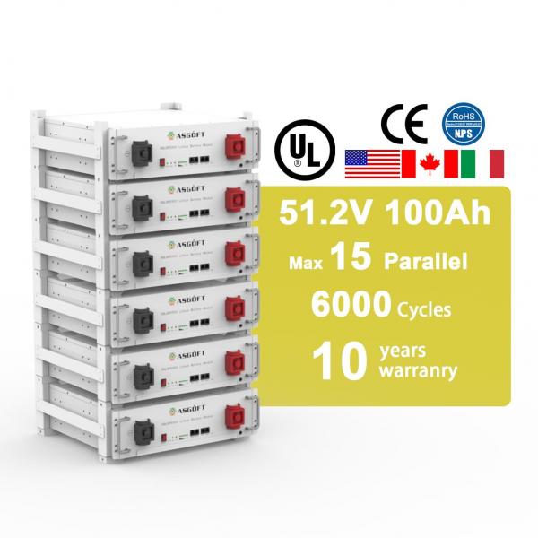 Quality UL Certification 51.2V 100Ah Stacked Rack LiFePO4 Energy Storage Battery for sale
