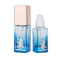 Quality 30ml Semi-Transparent Glass Foundation Bottle with Luxurious Blue and Gold for sale