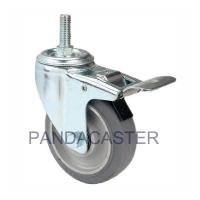 Quality 4 Inch Nonmarking Soft Rubber Wheel Swivel Screw Stem Casters With Double Lock for sale