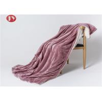 China Warm Leaf Flannel Sherpa Blanket , Double Layer Fleece Blanket Reversible Mink Sherpa Rectangular for sale