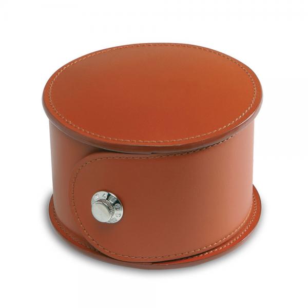 Quality Brown Round Travel Leather Watch Box With Pollow Beig Velvet Inside Portablre for sale
