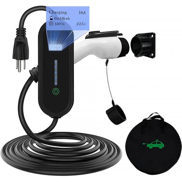 Quality Type 2 32A Screen Display Portable AC EV Charger Temperature Protection for sale