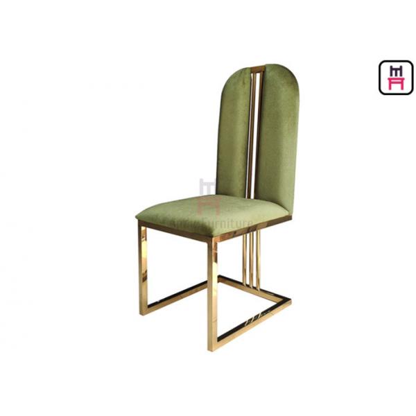 Quality Rose Golden High Back Dining Chairs Velvet Seat W48 * D42 * H103cm Without Arm for sale