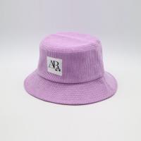 China Purple Fisherman Bucket Hat Woven Patch 100% Corduroy Women'S Cap factory