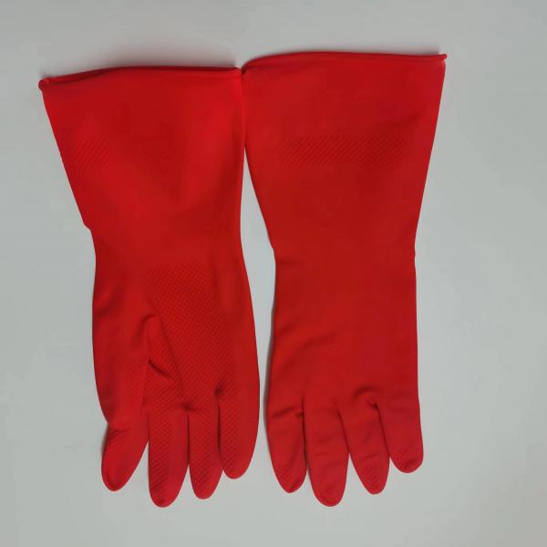 Quality Thickening Latex Red Gloves Oil Resistance Unflocked Lining Latex Free Dishwashing Gloves for sale