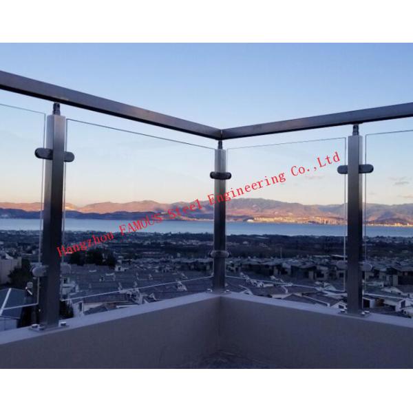 Quality Spigot Bracket Outdoor Glass Balustrade Toughenend Glass Railing Handrail for sale