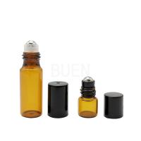Quality Empty Amber Glass Roller Bottles Essential Oil With Steel Roll for sale