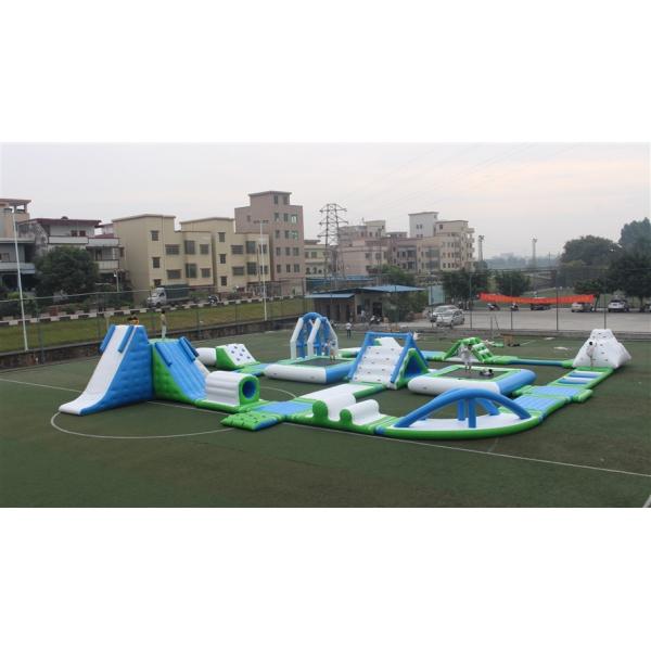 Quality Blue White Commercial Colorful Sea Inflatable Water Park With Climbing Walls Slides for sale