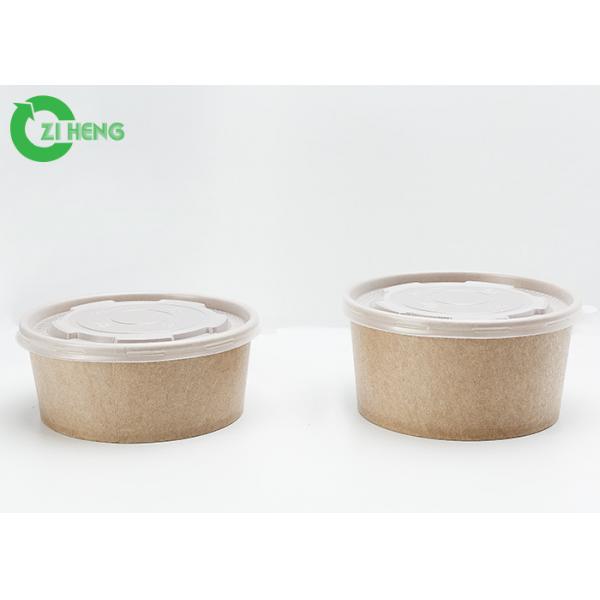 Quality Food Grade Custom Logo Printed Brown Kraft Paper 42oz Noodles Bowls With PP Flat White Lid for sale