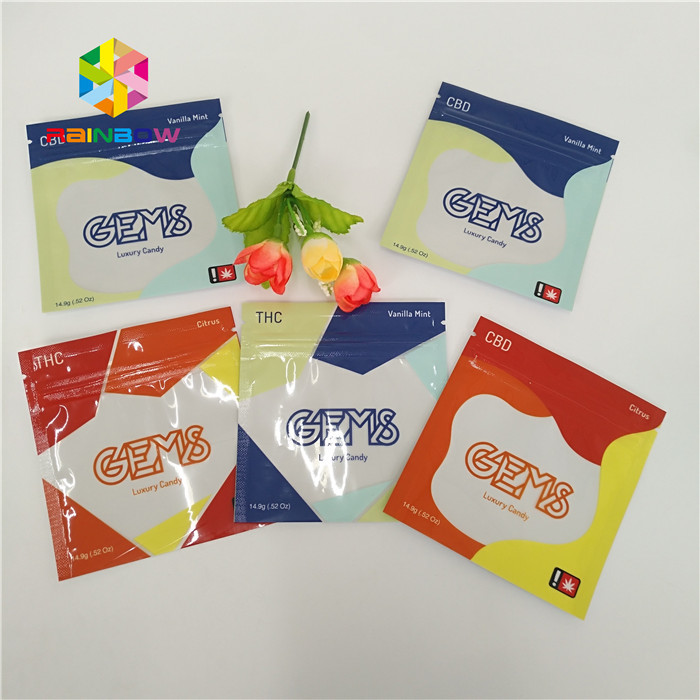 China Recyclable Herbal Incense Packaging Plastic Bags 3 Side Sealed Custom With factory