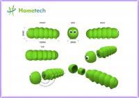 China Green Mini Lipstick Power Bank 2600 mAh Soft PVC Cartoon Caterpillars Shaped factory