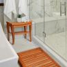 China Durable Bamboo Bathroom Supplies Wood Shower Seat Bench With Bathroom Floor Mat factory