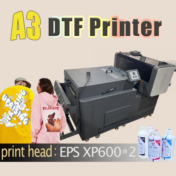 Quality Multicolor A3 DTF Printer with 2*XP600/i1600 Print head printheads for schoolbag/shoes for sale