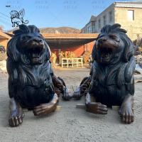 China Brass Bronze Lion Statues Life Size Metal Entrance Animal Large Sculptures Outdoor Decoration Custom factory
