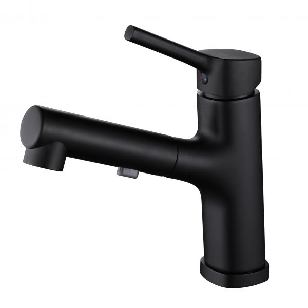 Quality T&F Polished Bathroom Faucet With Pull Down Sprayer Surface Mounted for sale