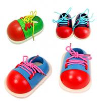 China Educational wooden lacing baby learn wear a shoelace preschool education practice and bow factory