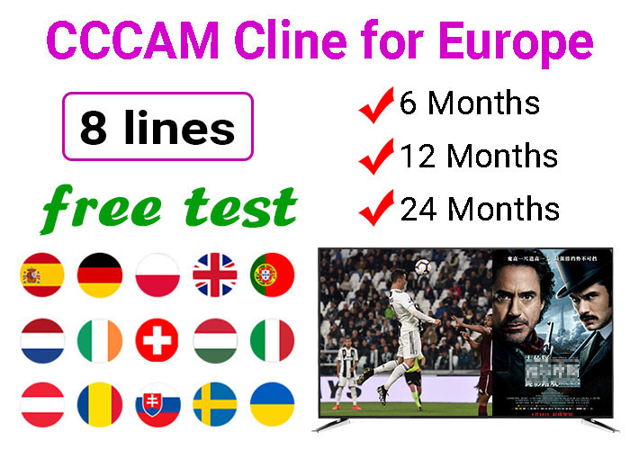 China 8 Lines Italy CCCam Cline Oscam For Astra 19.2E Hotbird Most Stable Server factory