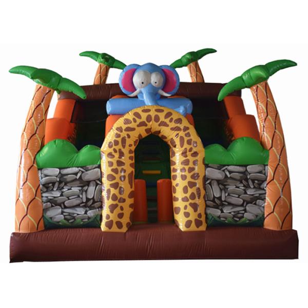 Quality Inflatable Safari Park Bouncy Slide / PVC Inflatable Elephant Bouncer Colourful for sale