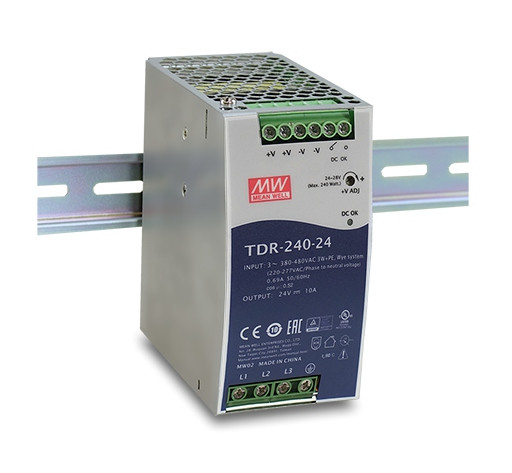 Quality 240W Three Phase TDR-240-24 Industrial DIN Rail Built In Active PFC for sale