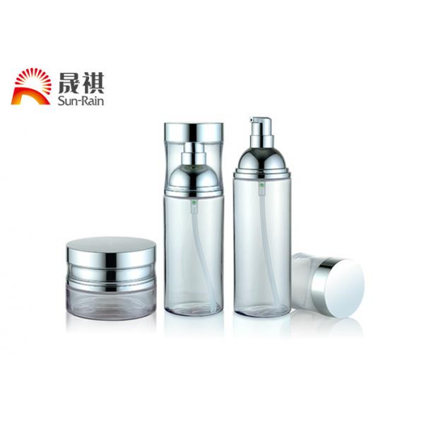 Quality Empty round transparent cosmetic bottles and jars set 100ml 120ml 50g for sale