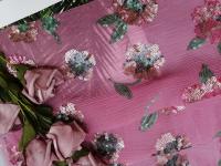 China 100% Silk Allover Colored Embroidered Floral Sequin Fabric factory