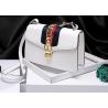 China Leather Single Shoulder Bag With Lock Buckle , Slanting Bow Tie Striped Satin Ribbon Bag factory