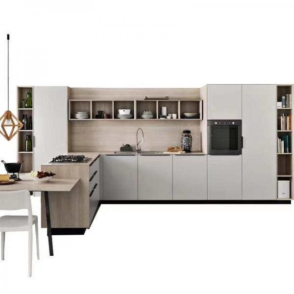 Quality Integrated Solid Wood Contemporary Kitchen Cabinets Telescopic for sale