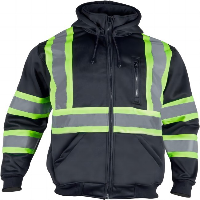 China 100% Polyester Safety Reflective Jacket Winter Reflective Workwear With Hoodies ANSI factory