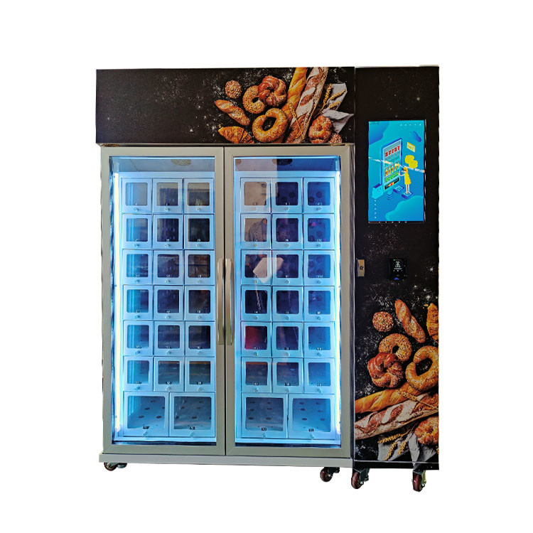 China 220V Food Bread Cup cake Vending Machine With Cooling System Keep Fresh Smart Refrigerator factory