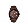 China Big Face Metal Chronograph Watch ,  Mens Black Chronograph Watch Genuine Leather Strap factory