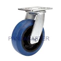 Quality 6 Inch Heavy Duty Swivel Casters , Blue Super Elastic Rubber Wheels for sale