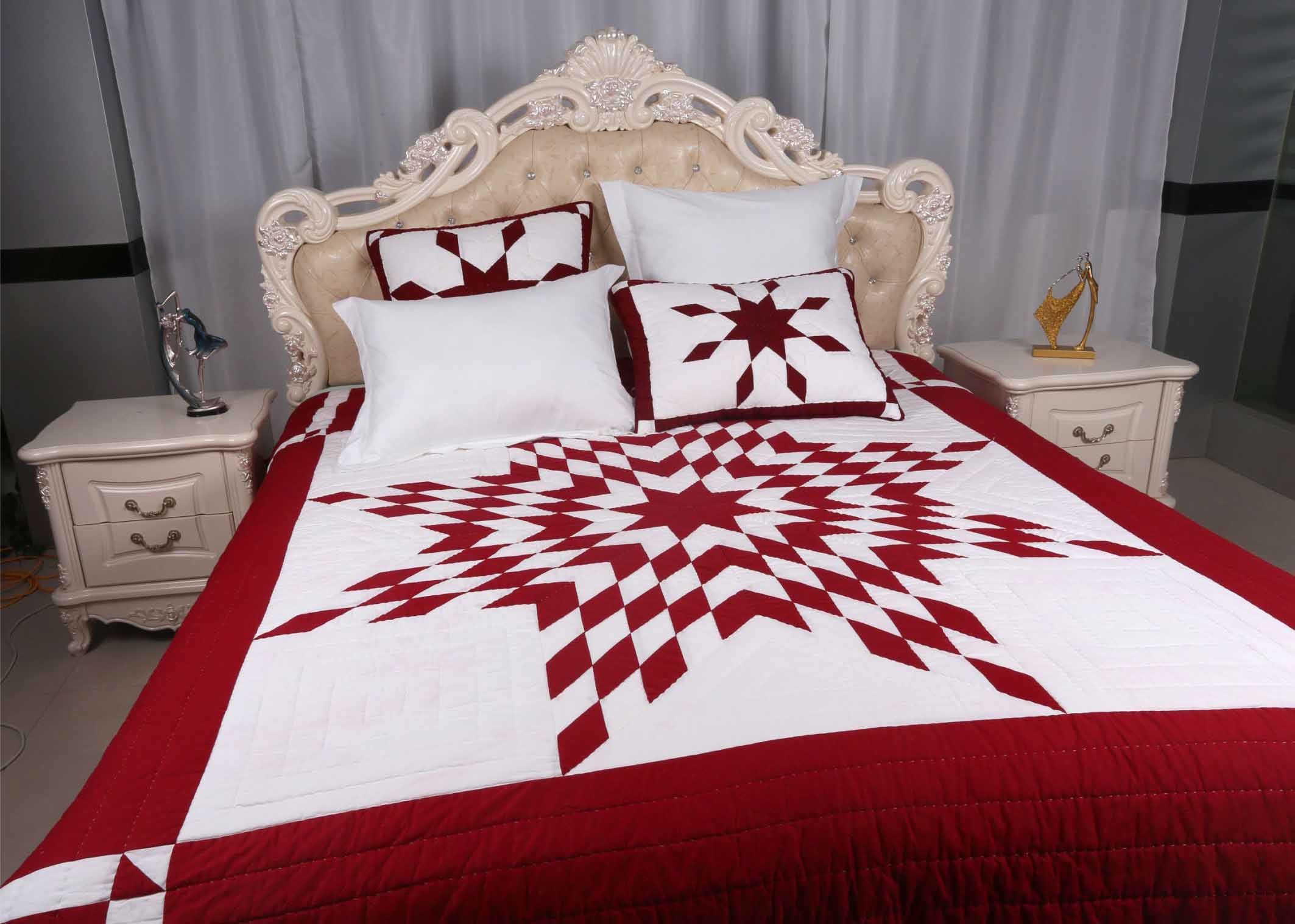 China Unique Lone Star Geometric Bedspreads And Coverlets Red / White For Home factory