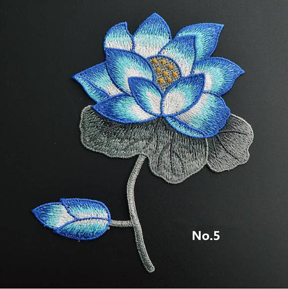 Quality Large Embroidered Flower Patches , Sew On Embroidered Appliques On Lace Fabric for sale