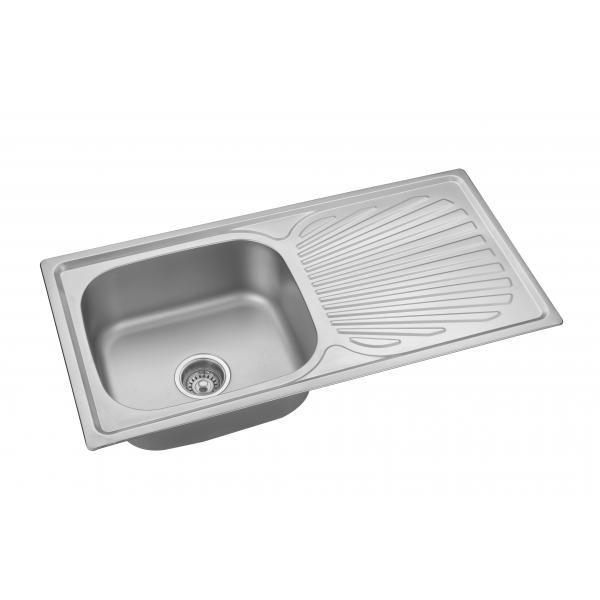 Quality One Piece Rectangular Kitchen Sink With Drainboard Stainless 720*450*220mm for sale