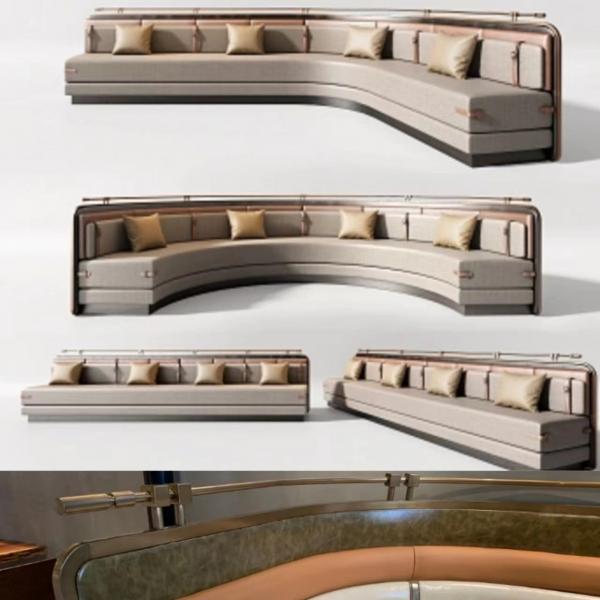 Quality Antique Luxury U Shape Semi Circle Booth Seating Leather Hotel Restaurant Sofa Seats for sale