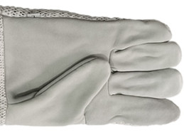 Quality Three Layer Cotton Mesh Goatskin Beekeeping Gloves with White Short Sleeve for sale