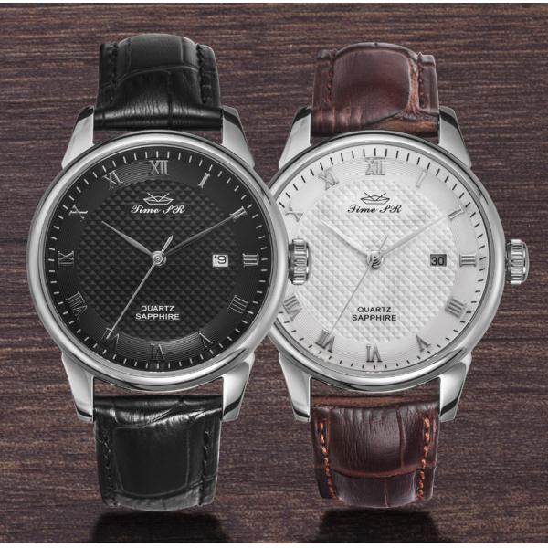 Quality OEM 3ATM Miyota 2115 Quartz Wrist Watch With Leather Strap for sale
