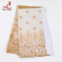 Quality Multi Color Tulle Mesh Embroidered Beaded Lace Fabric Light And Transparent Texture for sale