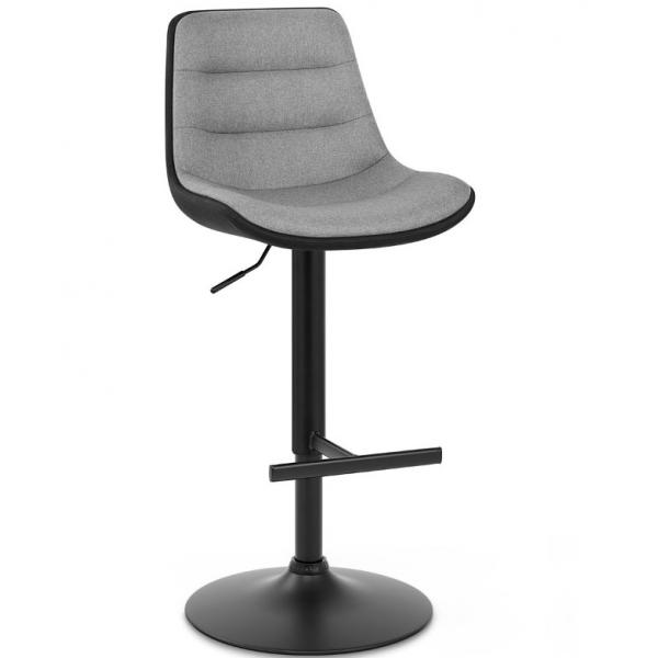 Quality 43xD41xH94-116cm Fabric Bar Stools Grey Velvet With Back With Adjustable And Swivel Black Leg for sale